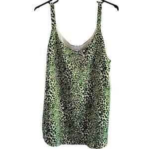 Bar III Green Animal Print Tank Top Sleeveless Casual Blouse 1X‎